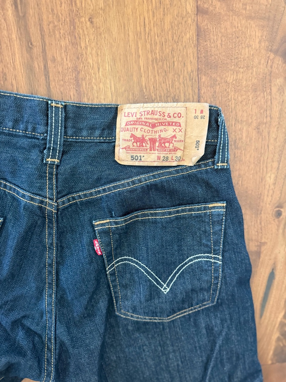Levi's 501 Original Fit Jeans Clean Rigid Blue Indigo Petite Crop - Picture 10 of 13